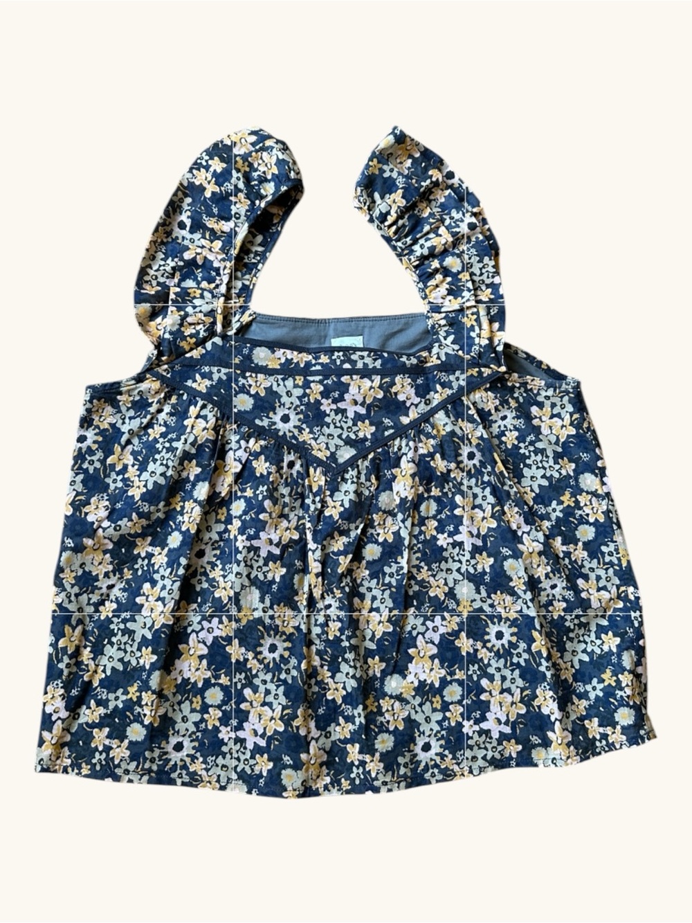 Roan + Ryan Floral Ruffle Strap Babydoll Tank Top XS Cottagecore